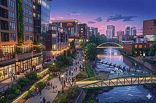 I asked Gemini to render an anime version of what downtown Greenville SC might look like by around 2045'