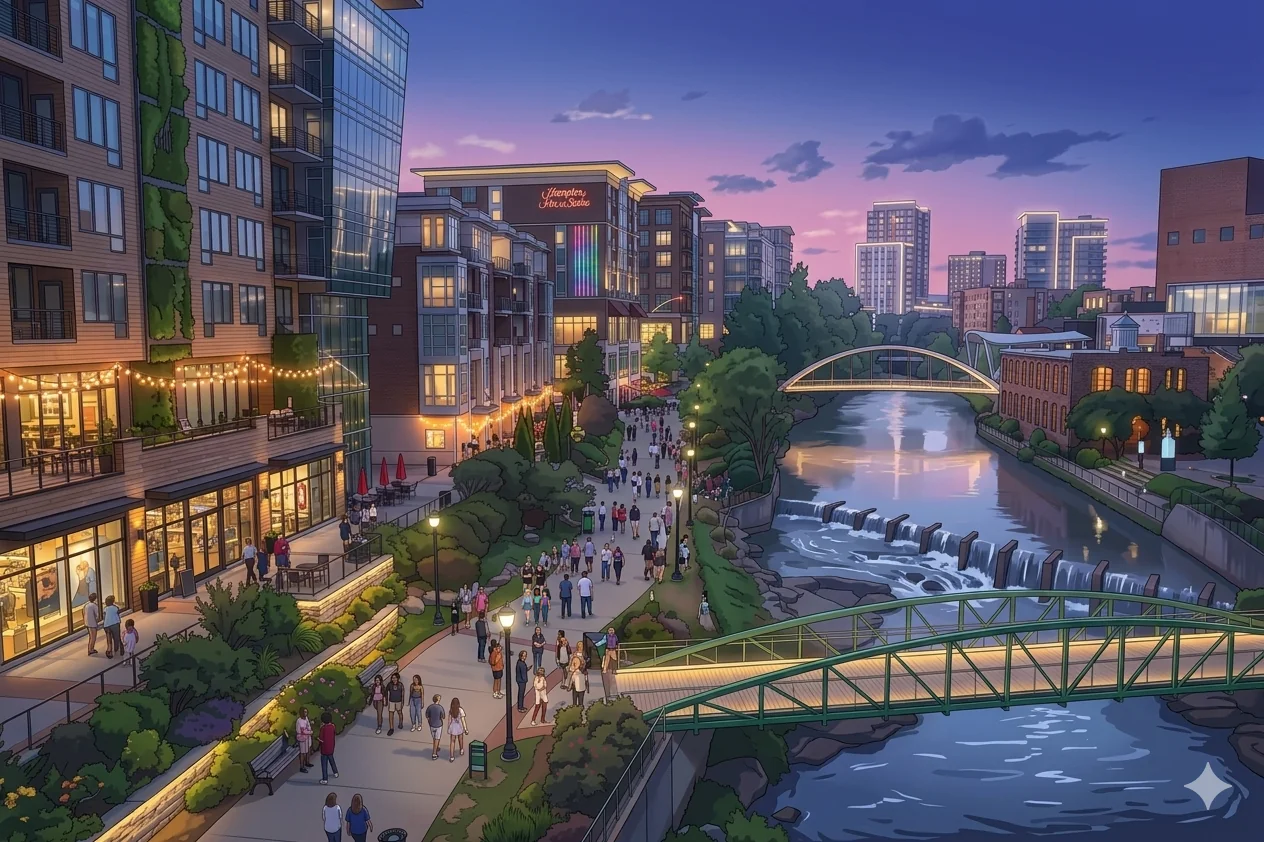 I asked Gemini to render an anime version of what downtown Greenville SC might look like by around 2045 picture 1 of 1