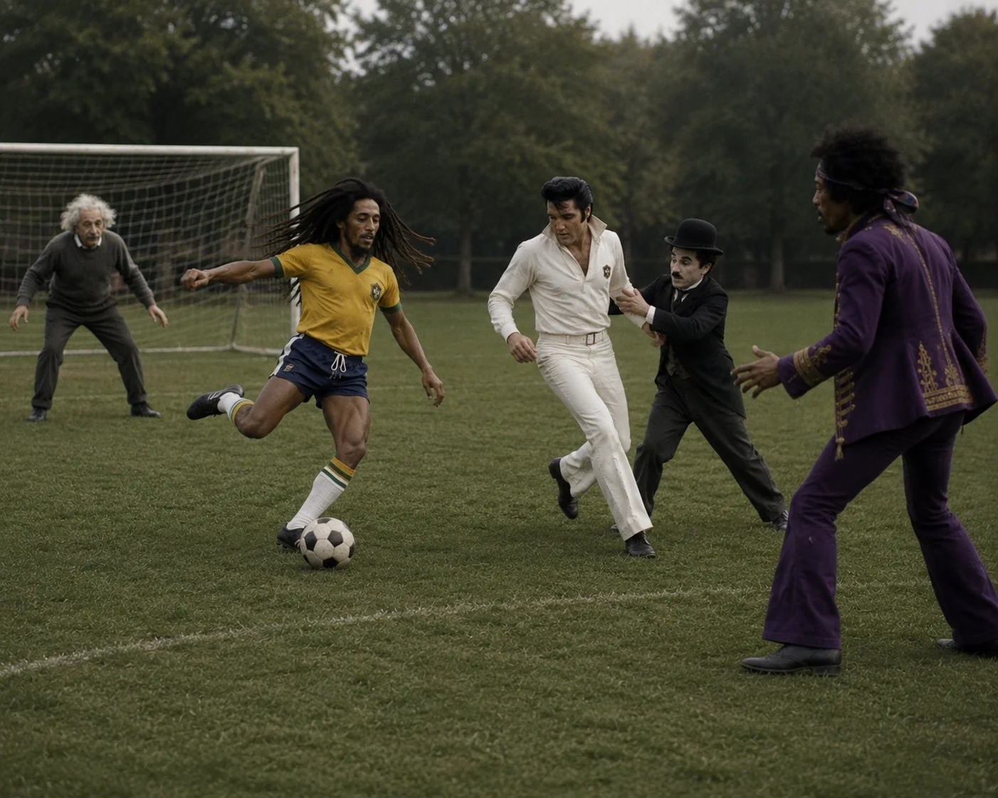 Famous icons playing soccer picture 1 of 1