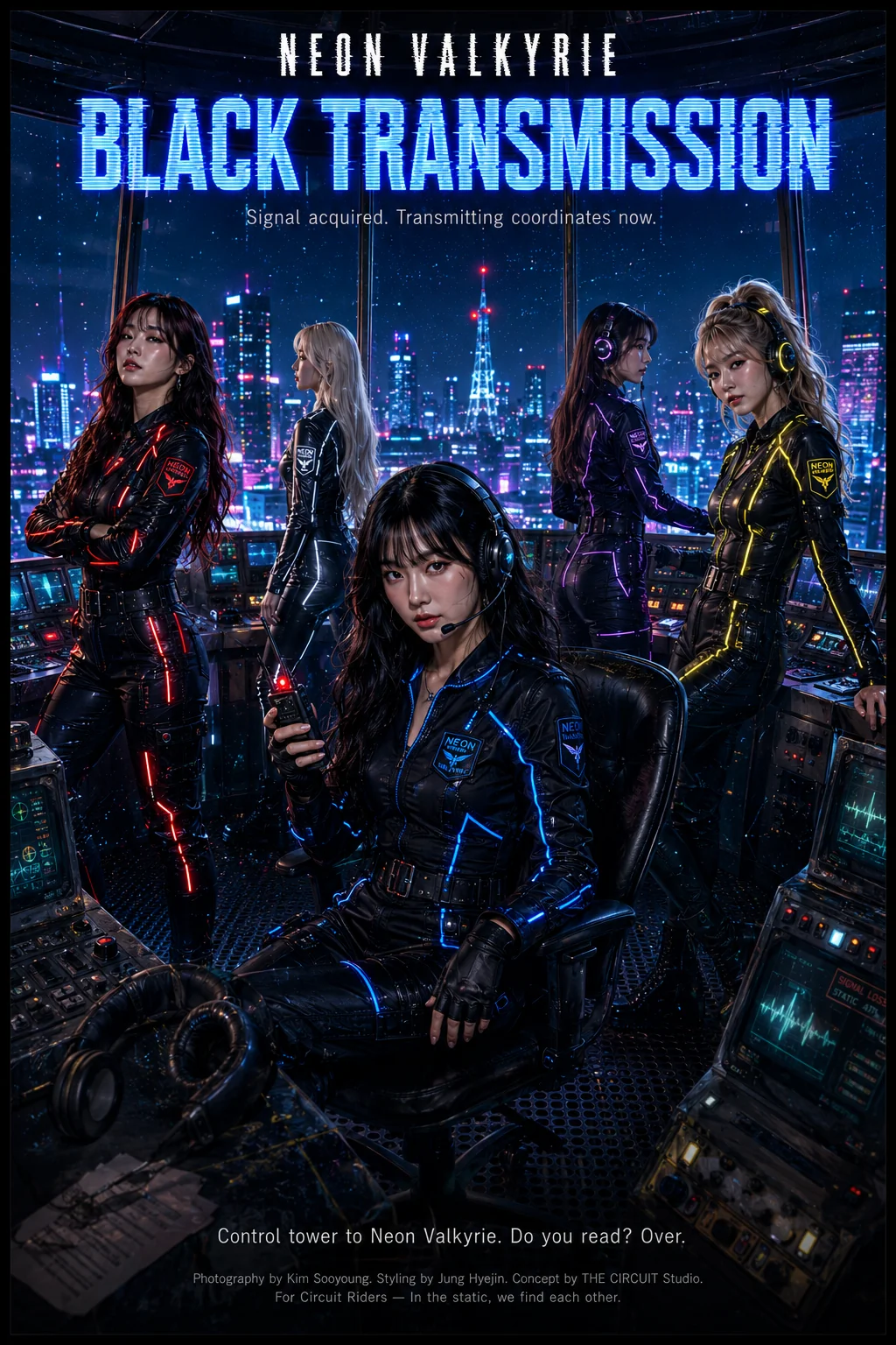 A fictional orchestral kpop band (네온 발키리 (Neon Valkyrie)) I created for fun, and their fictional promotional material picture 10 of 20