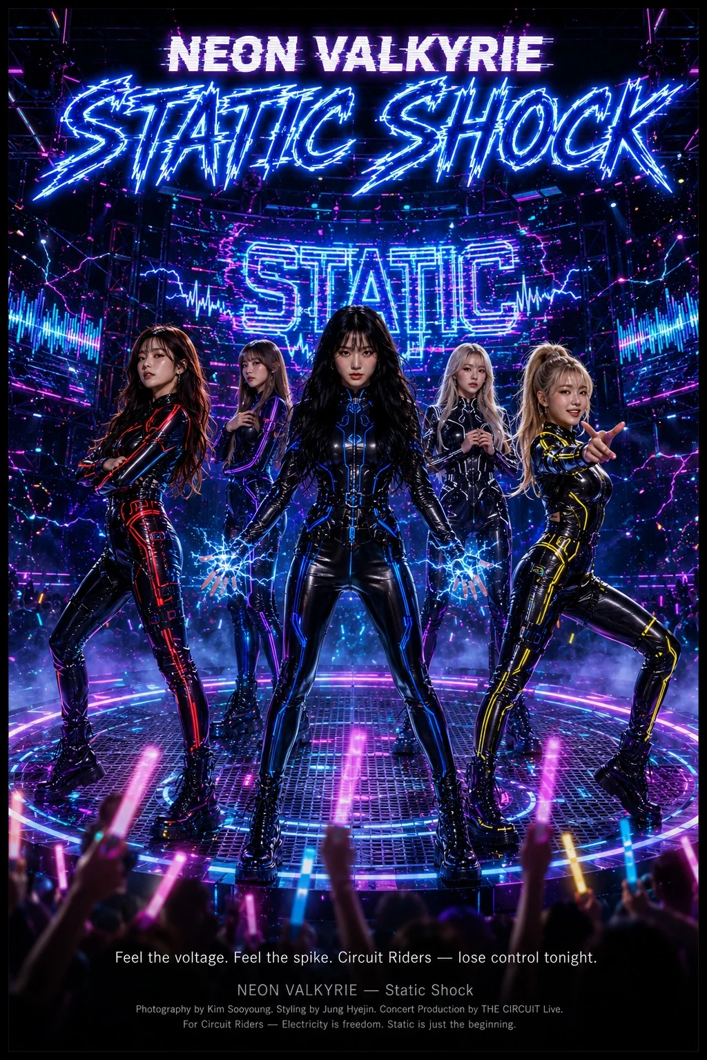 A fictional orchestral kpop band (네온 발키리 (Neon Valkyrie)) I created for fun, and their fictional promotional material picture 15 of 20