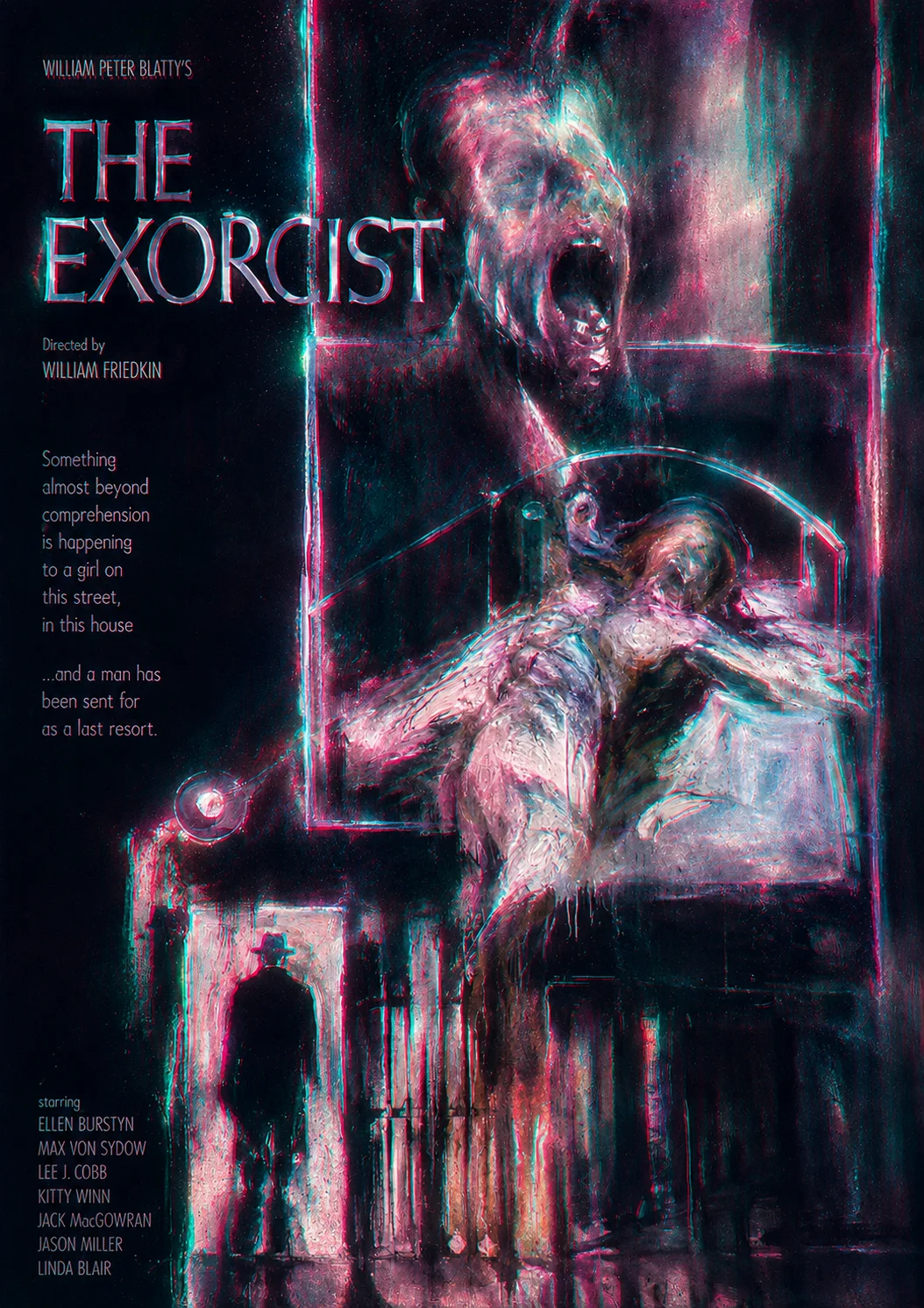Exorcist movie posters as designed by Francis Bacon, then made Anaglyph with a custom prompt. picture 1 of 6