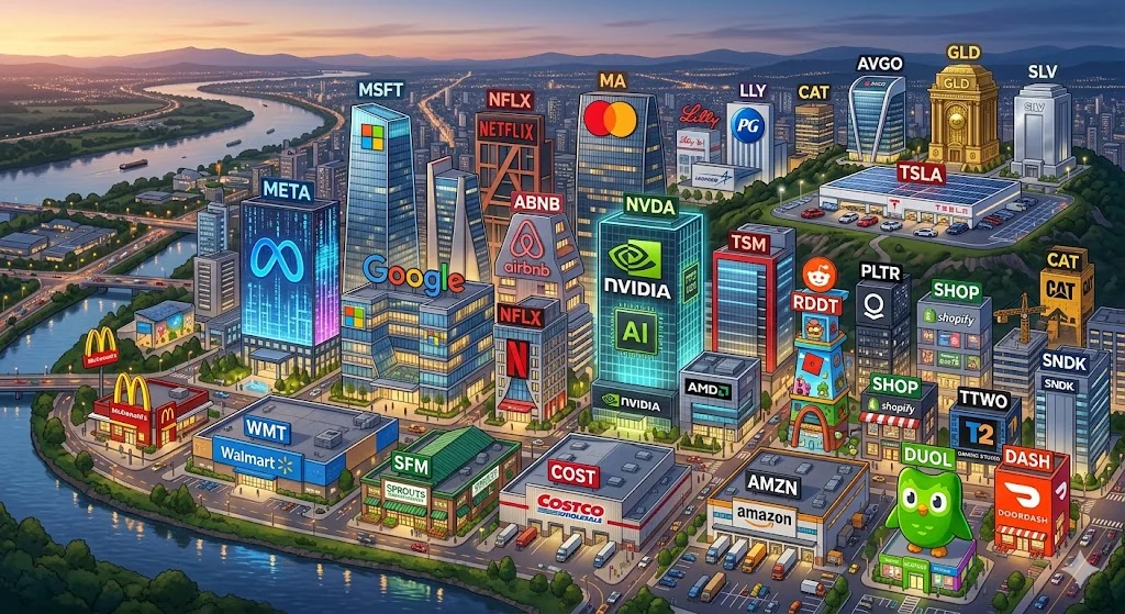 My stock portfolio visualized into a city picture 1 of 1