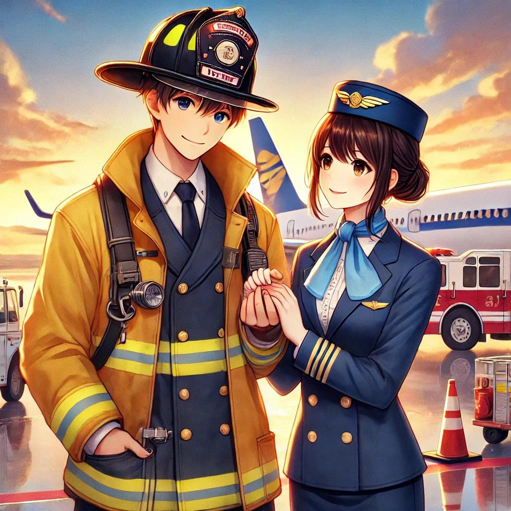 Firefighter and flight attendant love (anime style) picture 1 of 1