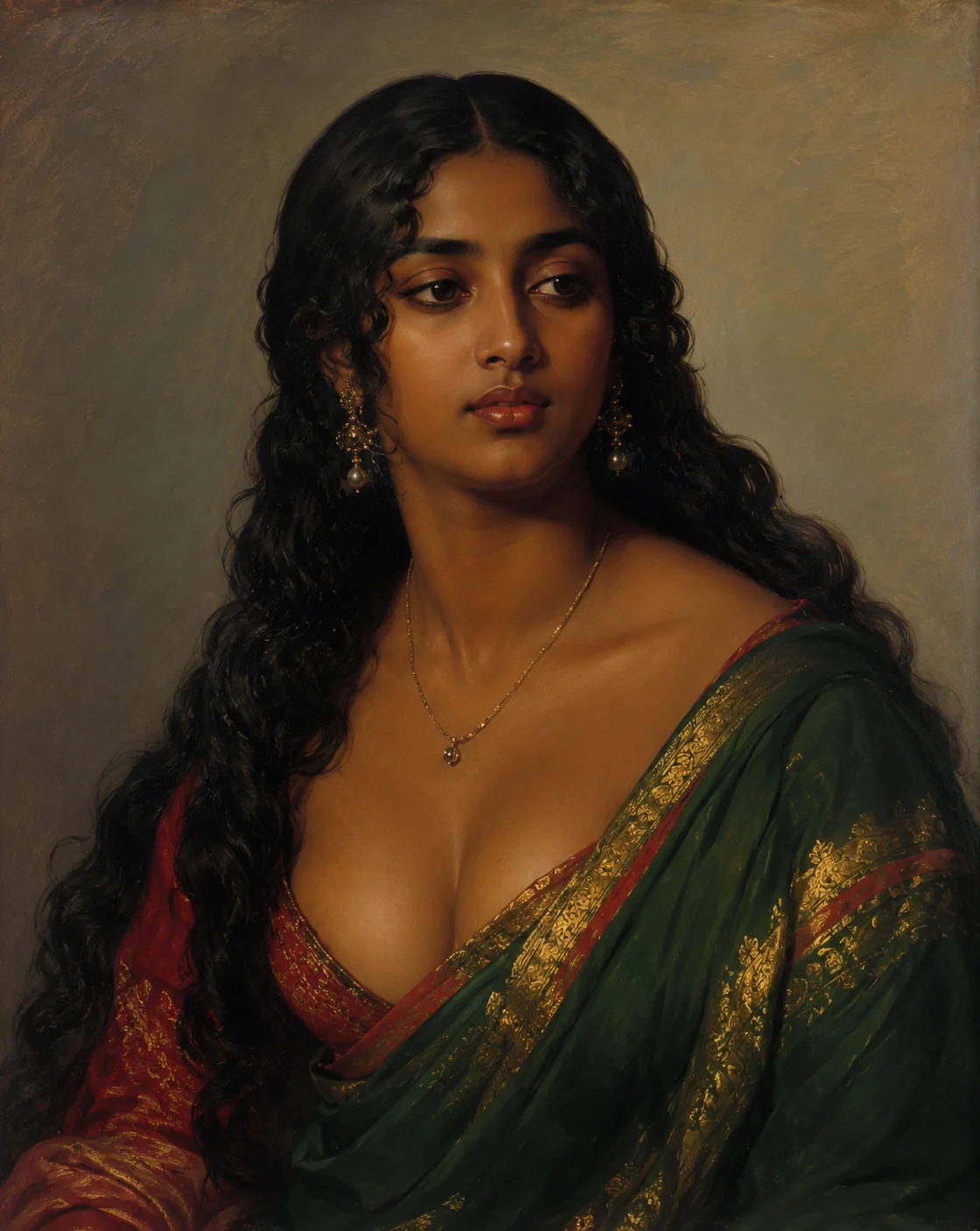 19th century Indian woman, in style of oil painting picture 1 of 1