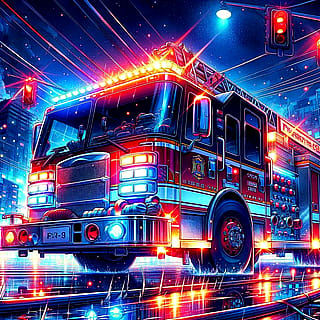 Anime-style fire truck'