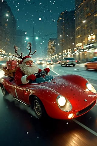 Santa Claus driving'