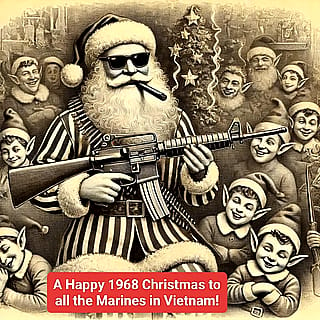 Santa Claus wishing good Xmas to soldiers in Vietnam'