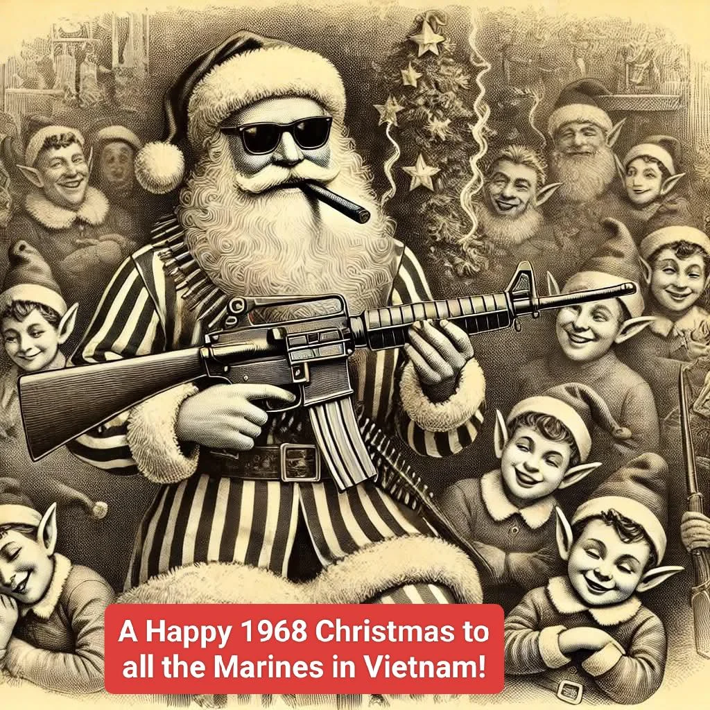 Santa Claus wishing good Xmas to soldiers in Vietnam picture 1 of 1