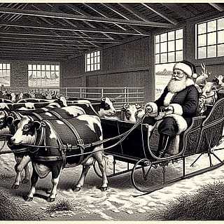 Santa Claus and his cows'