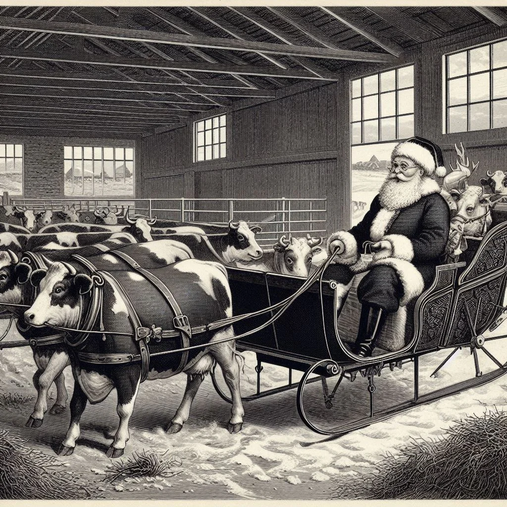 Santa Claus and his cows picture 1 of 2