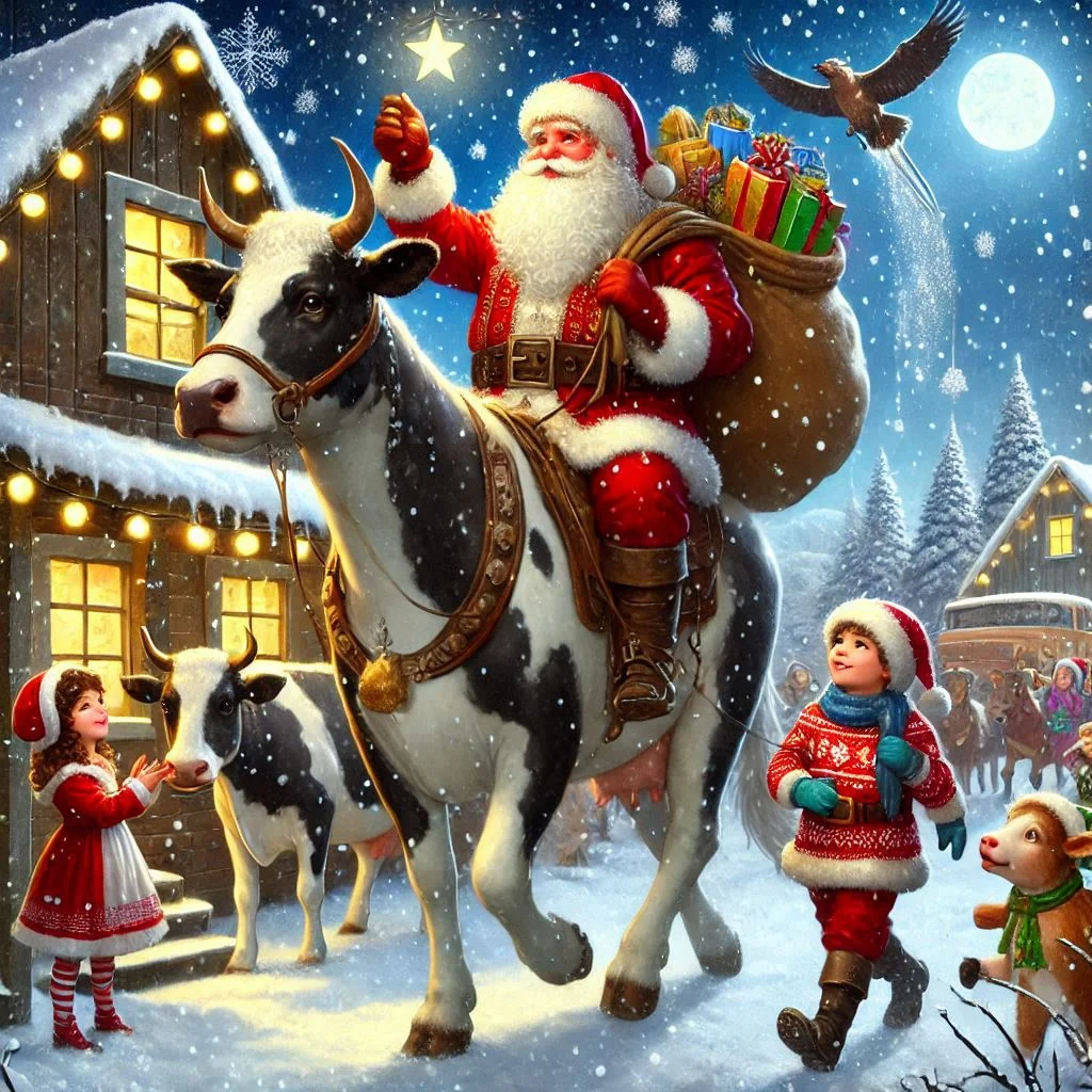 Santa Claus and his cows picture 2 of 2