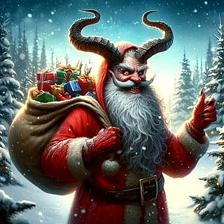 He's a little Santa Claus, he's a little Krampus. Its Kreepy Claws!'