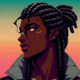 Black man in anime style'