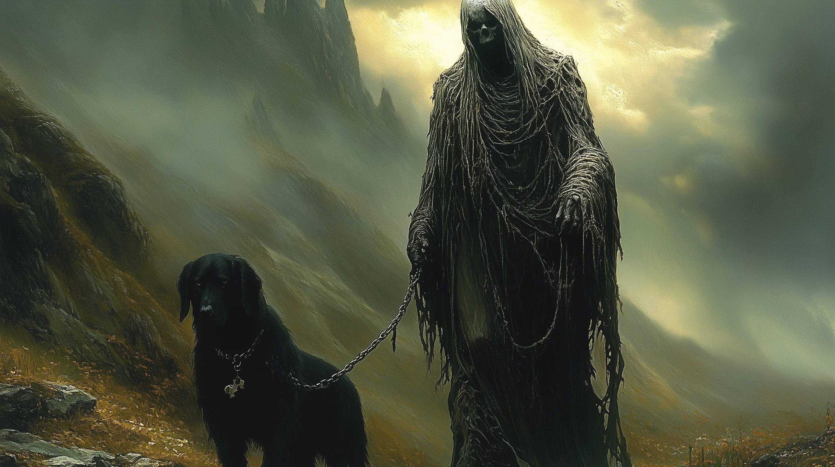 Death taking his dog for a walk picture 1 of 1