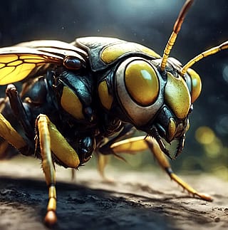 Up close view of a wasp'