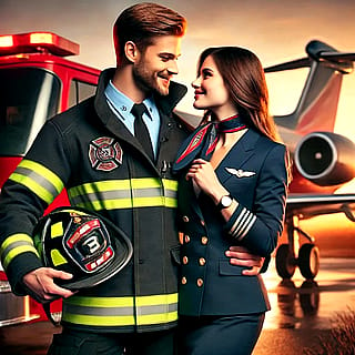 Firefighter and flight attendant love'