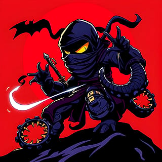 Ninja octopus, shadow fights style. Amazing results (except the fingers), my use this as a profile picture.'