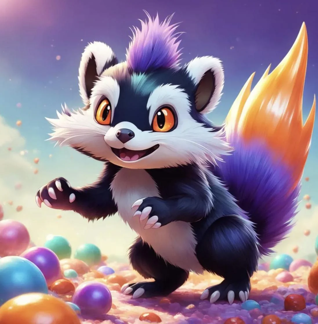 Cartoon skunk with colorful tail picture 1 of 1