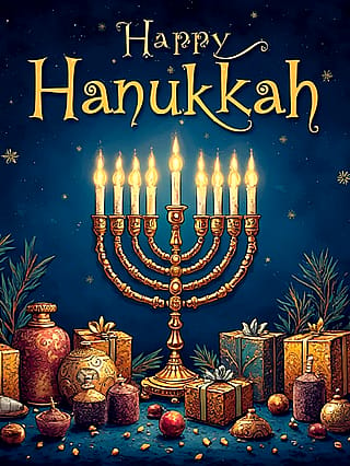 Design for a Hanukkah greetings card.'