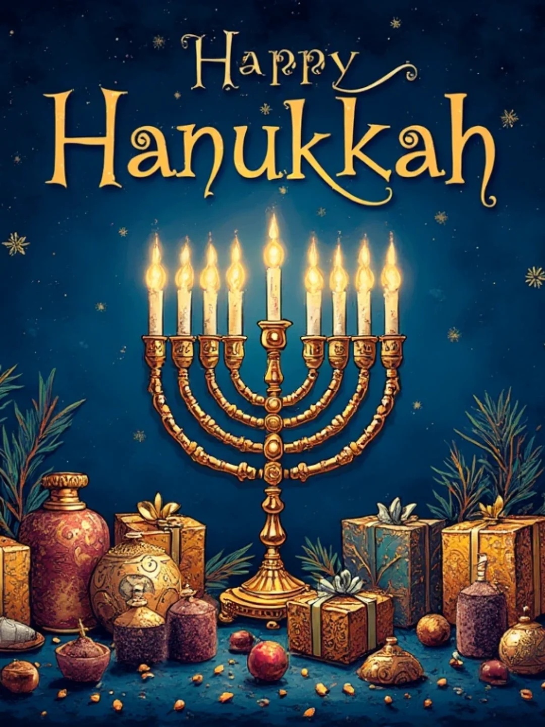 Design for a Hanukkah greetings card. picture 1 of 1