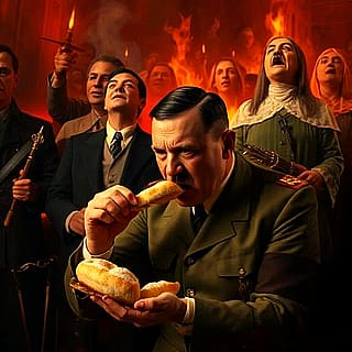 Hitler found redemption in hell, all proudly munching on a knish'