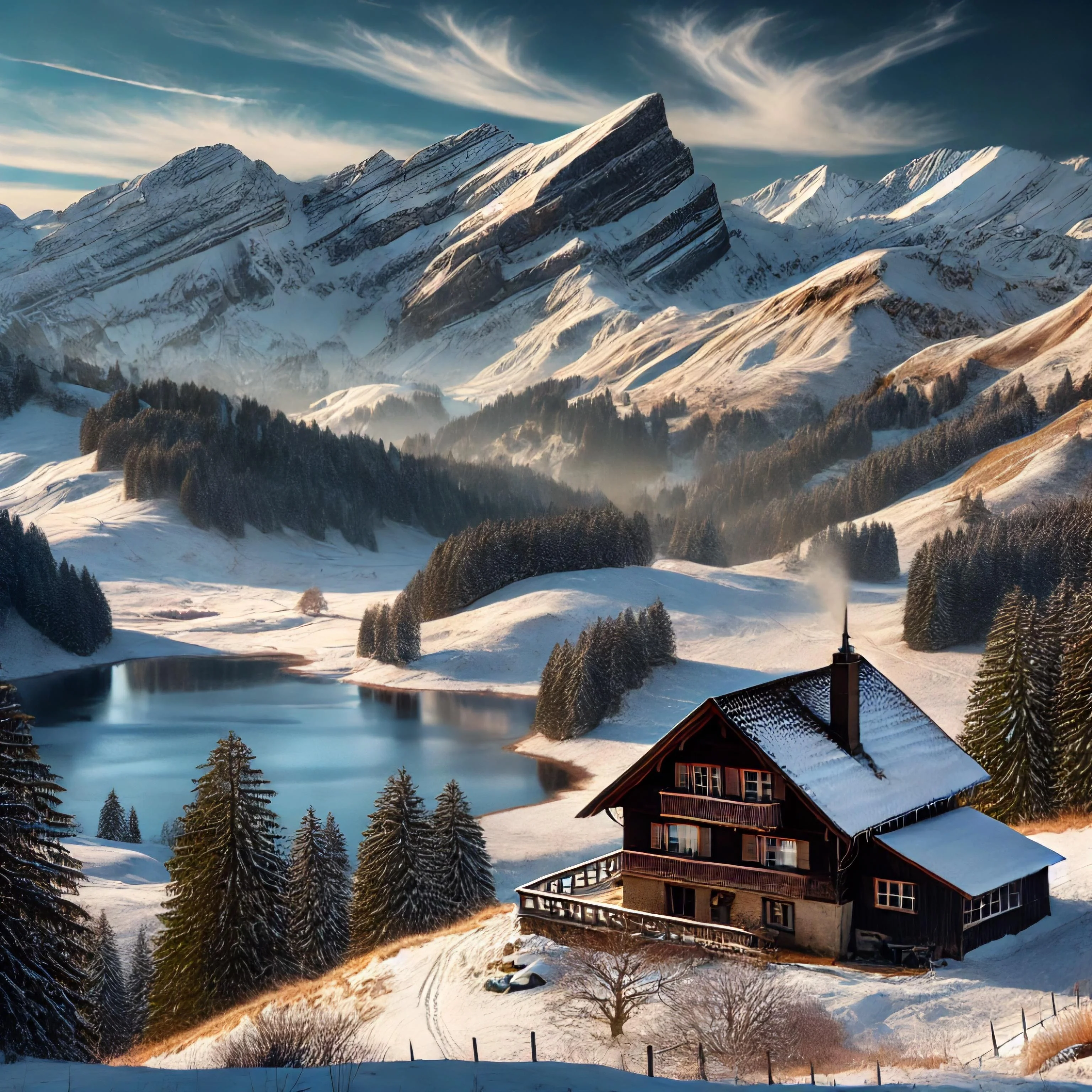 AI-generated picture of a Swiss mountain landscape. picture 1 of 1