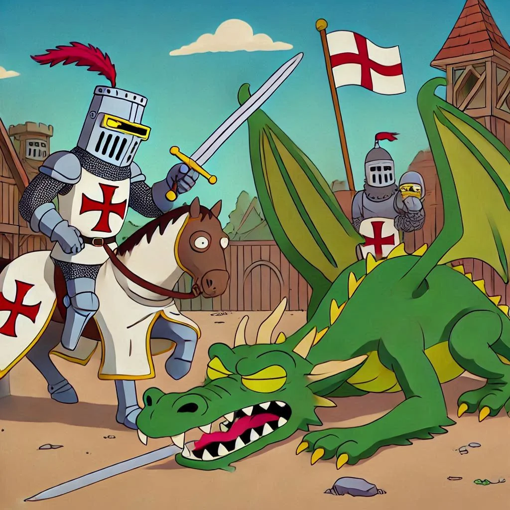 A knight slaying a dragon in the style of... picture 2 of 14