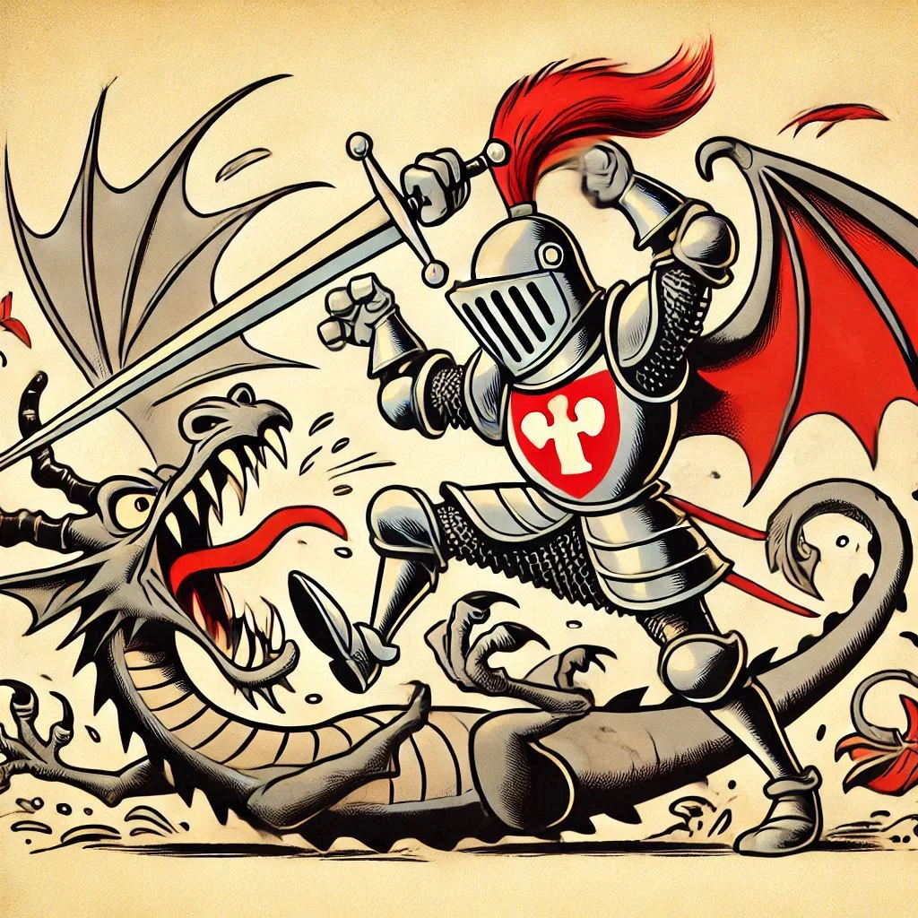 A knight slaying a dragon in the style of... picture 3 of 14