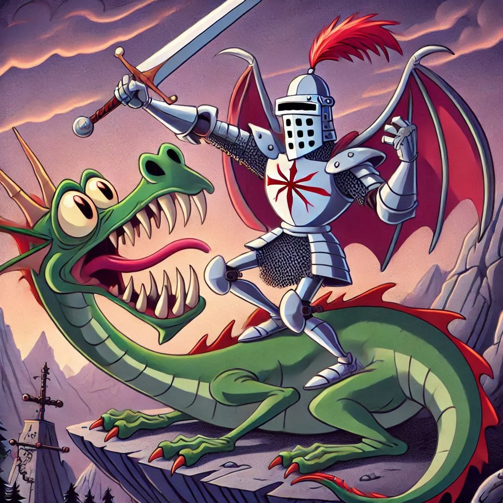 A knight slaying a dragon in the style of... picture 6 of 14