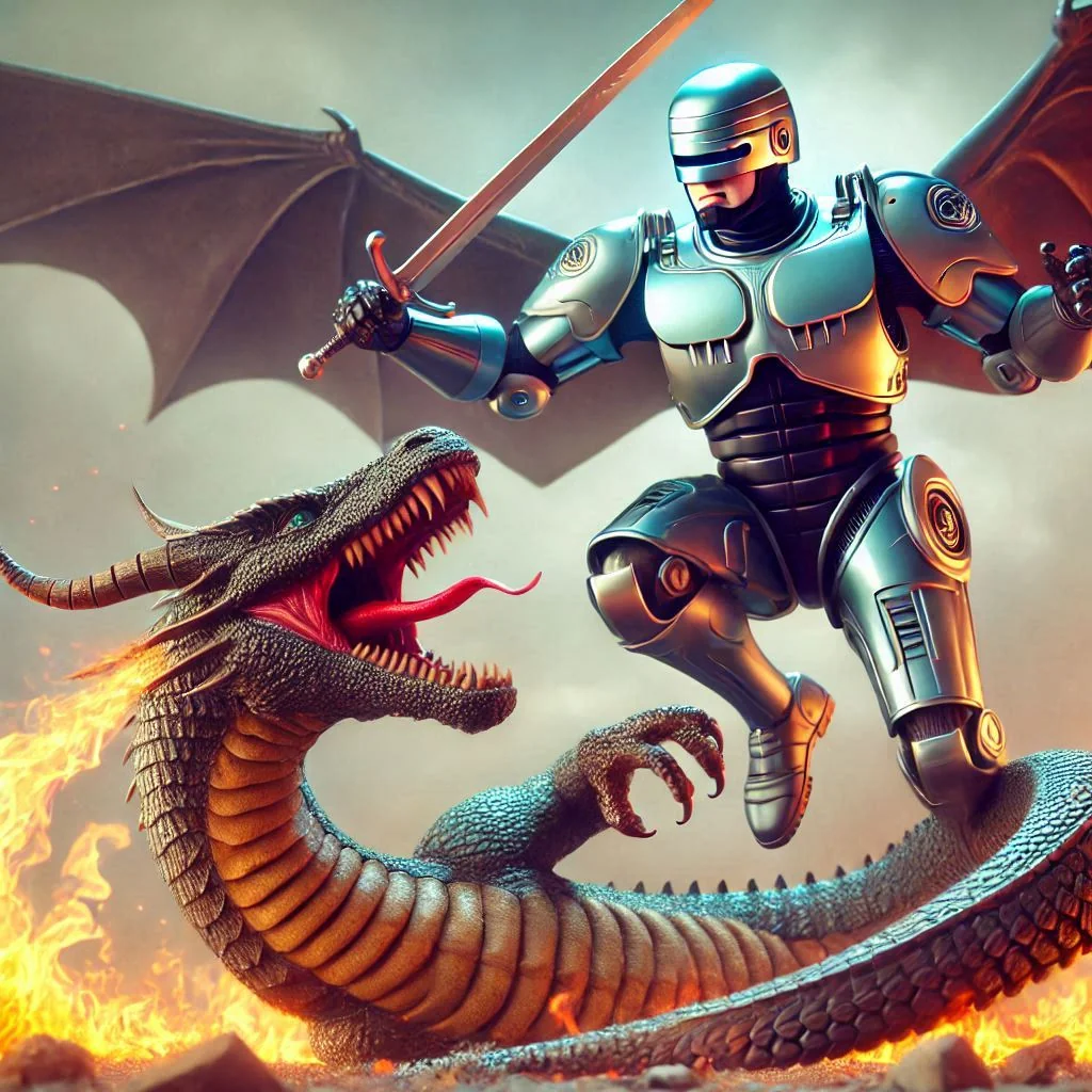 A knight slaying a dragon in the style of... picture 10 of 14