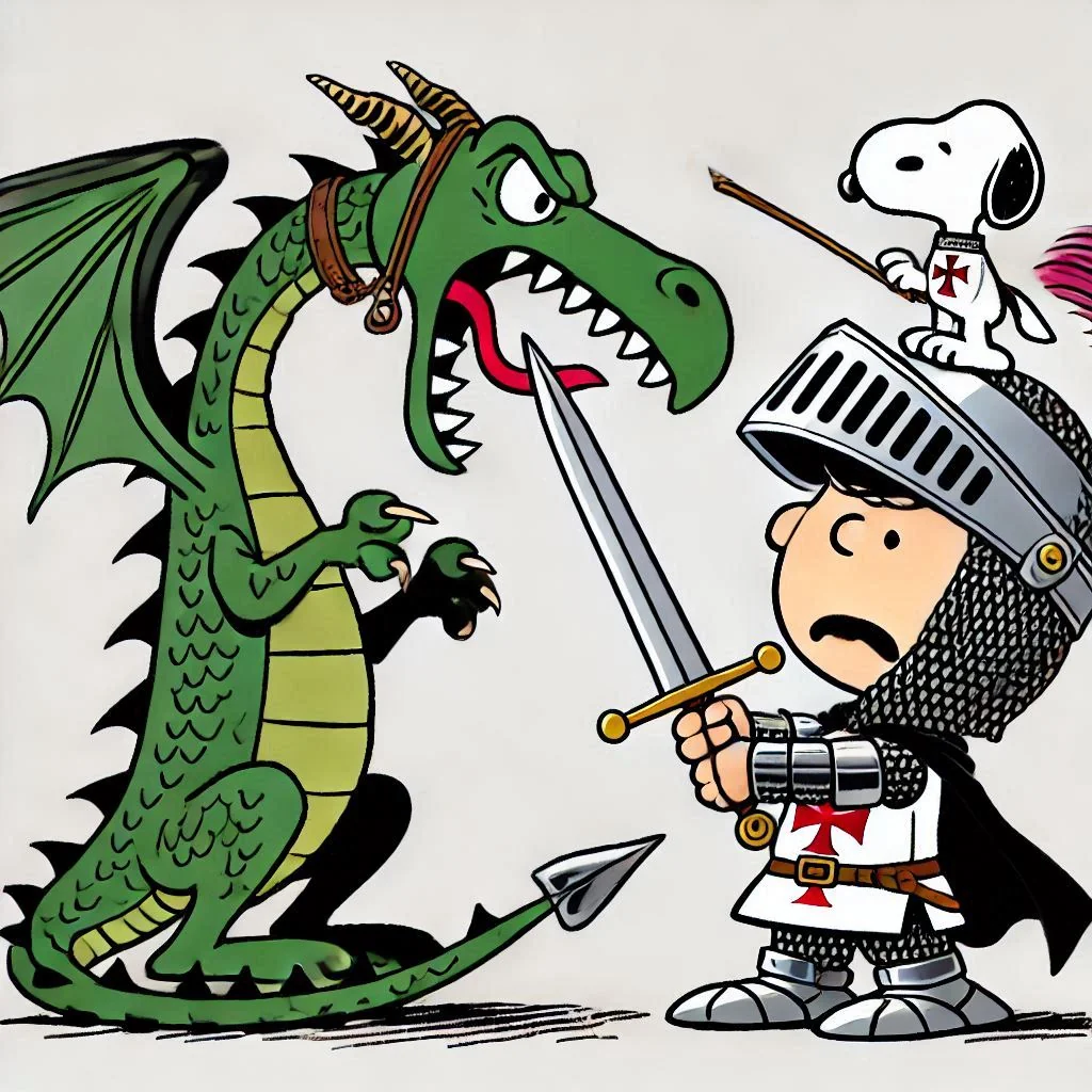 A knight slaying a dragon in the style of... picture 11 of 14