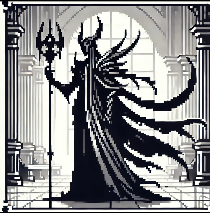 Pixel art of a Dark mage created by ChatGPT using Dall-E picture 1 of 1