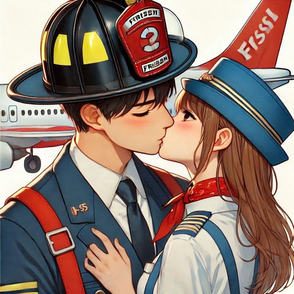 Firefighter x Flight Attendant kiss picture 2 of 3