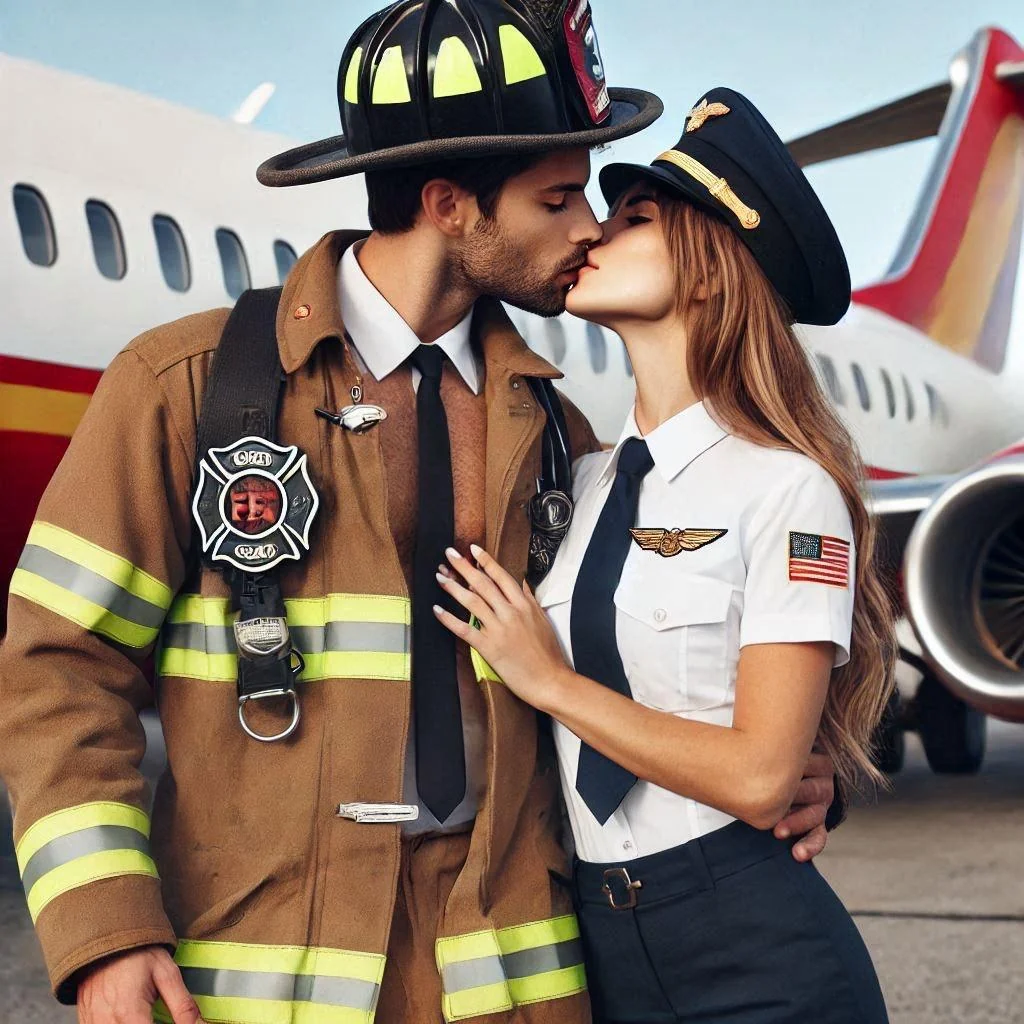 Firefighter x Flight Attendant kiss picture 3 of 3