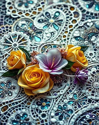 Flowers on the lace... made with starryai'