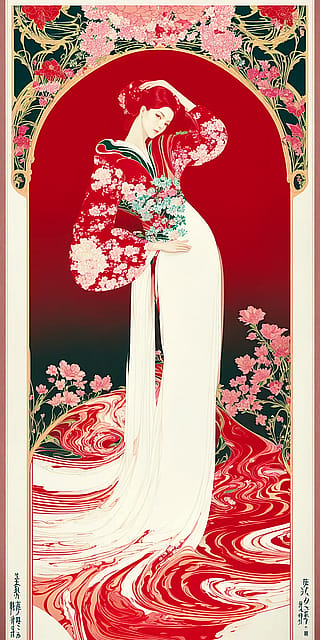 Maria Mucha / Nouveau style - "Red" - by me'