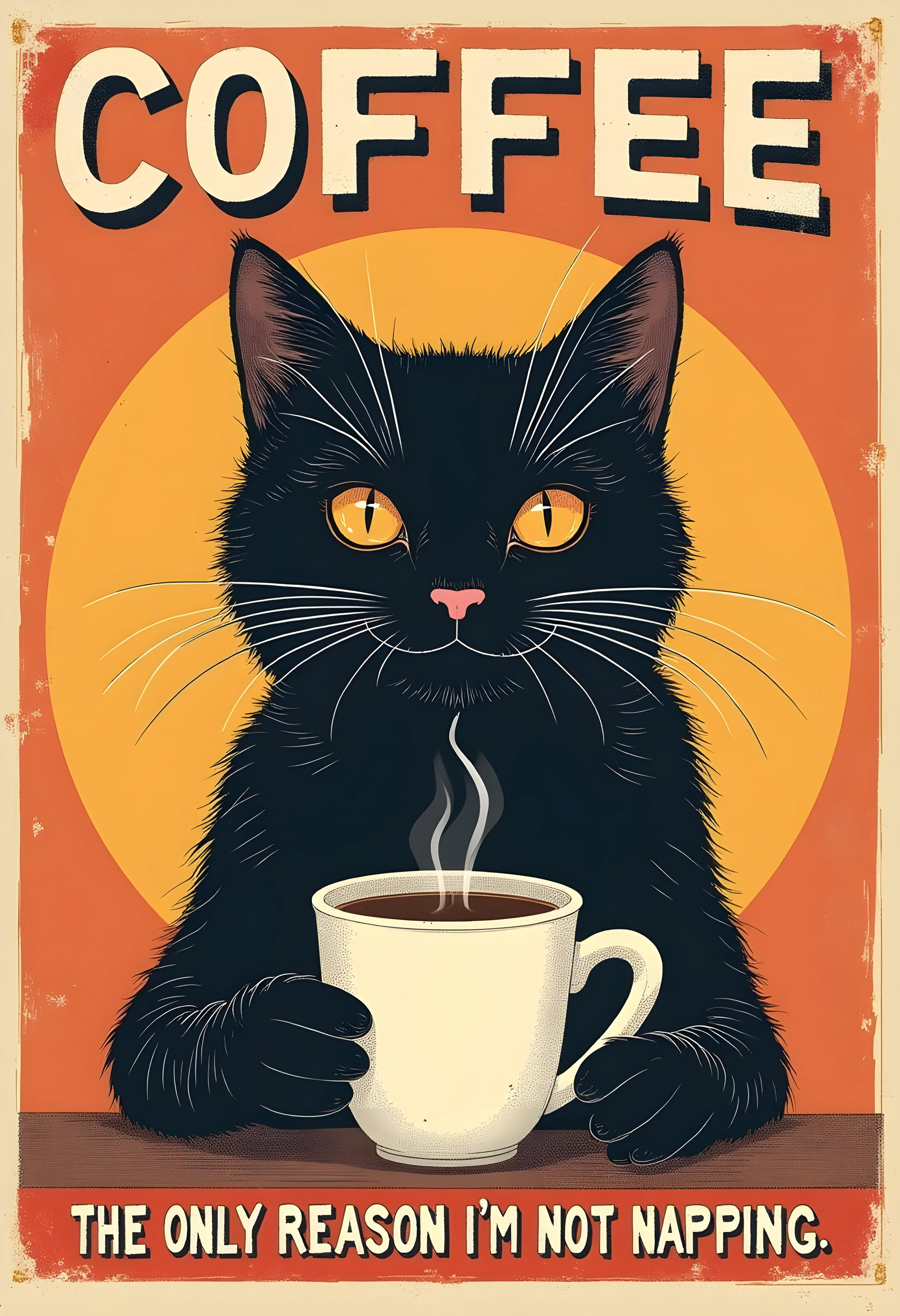 Funny Black Cat Coffee Art picture 1 of 1