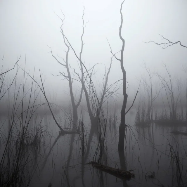 Creepy bog with fog picture 5 of 10