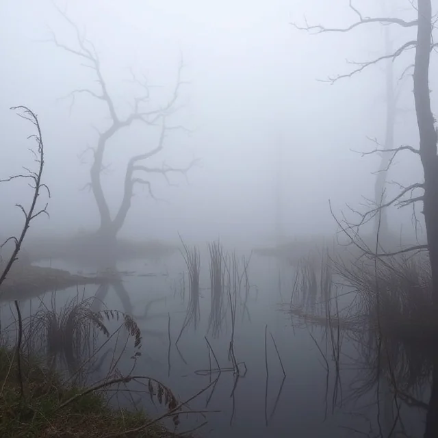 Creepy bog with fog picture 7 of 10