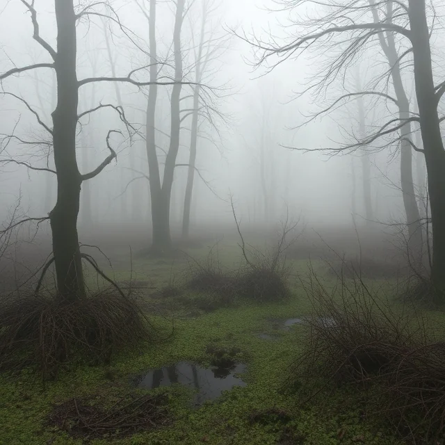 Creepy bog with fog picture 10 of 10