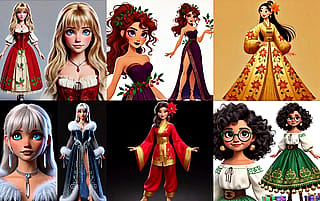 Last batch: Disney Princesses/Heroines in Winter/Holiday Outfits'