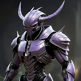 Humanoid anthropod creature with silver plated armor'