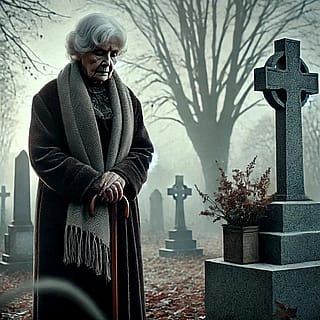 Old women at graves'