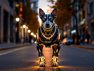 Cyborg dog's body with gold trim (HD)'