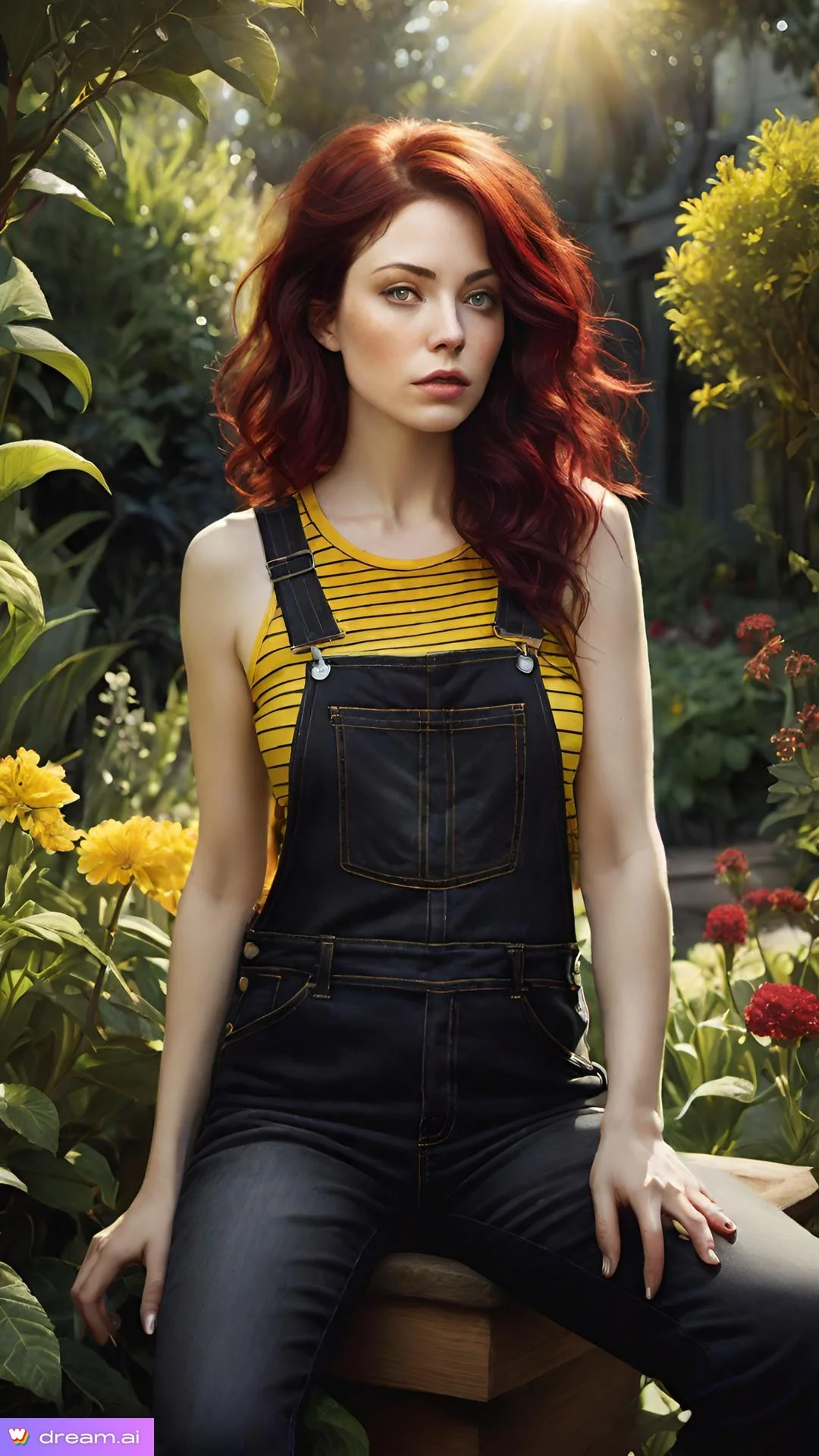 A stunning photo set of a red-haired girl in a garden picture 2 of 7