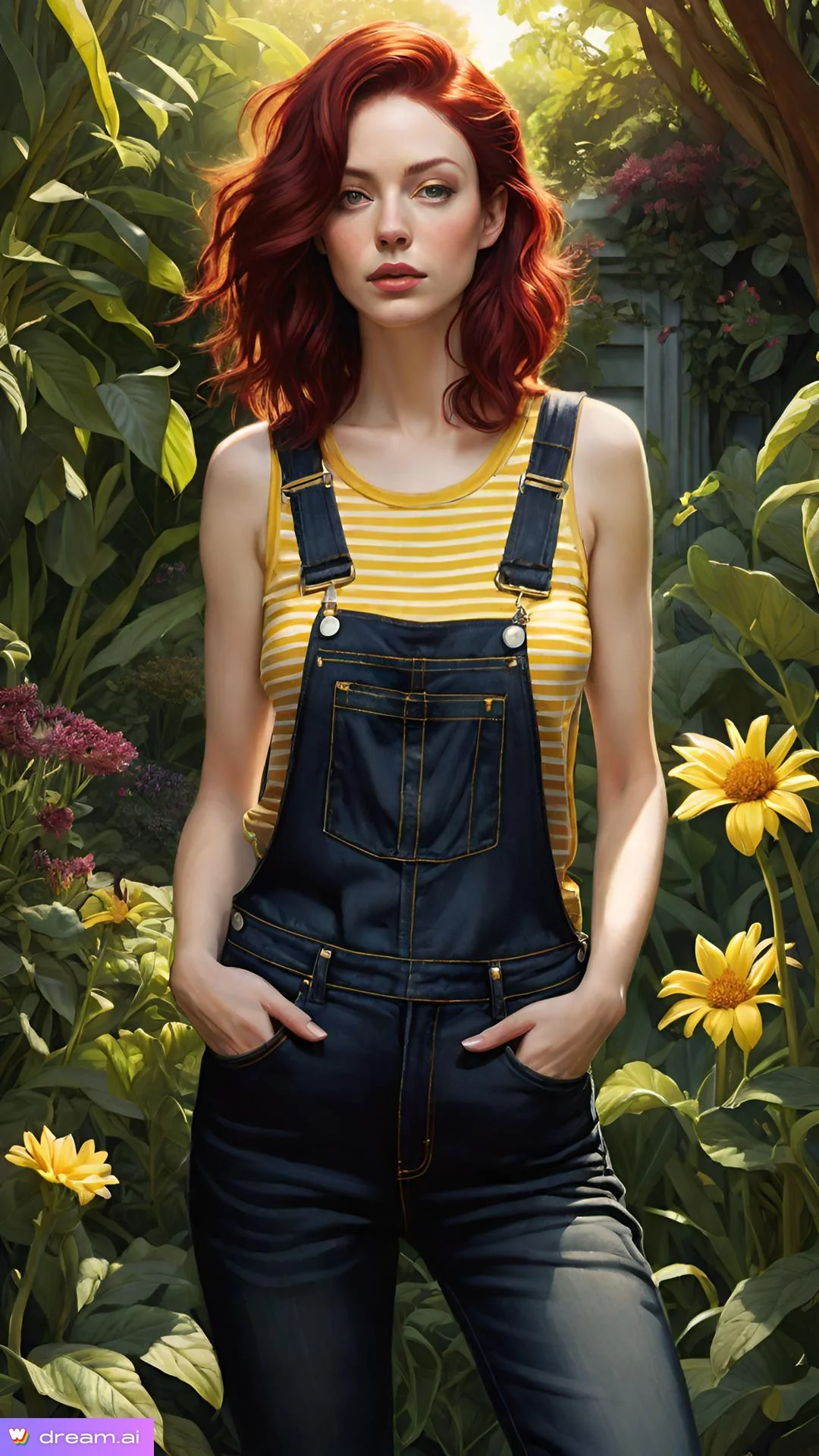 A stunning photo set of a red-haired girl in a garden picture 7 of 7