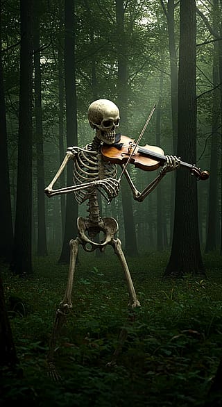 Bone and String - AI Skeleton Violinist Image used for Storytelling'