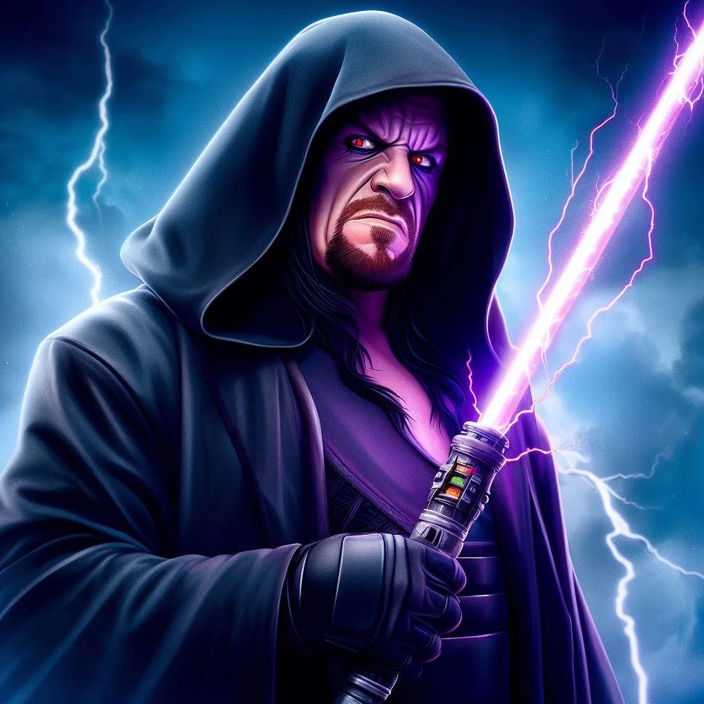 The Undertaker with a purple lightsaber picture 1 of 7