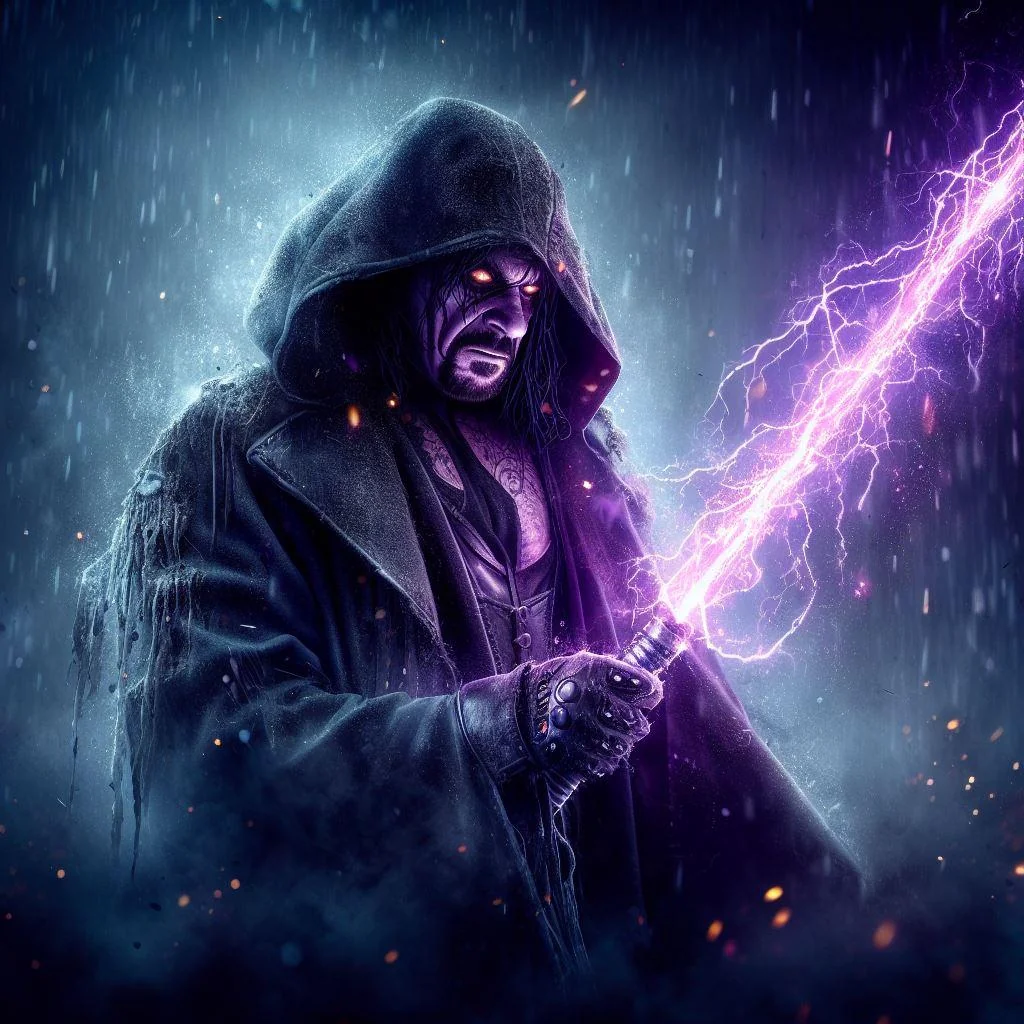 The Undertaker with a purple lightsaber picture 3 of 7